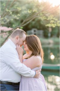 Couple in a garden for their engagement session