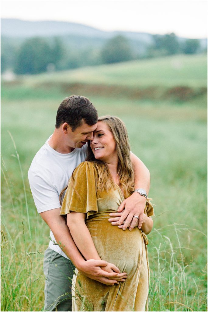 Maternity session in field in the North Georgia Mountains