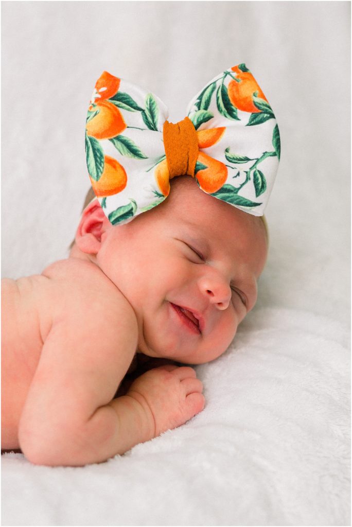 Tangerine Bow on Newborn